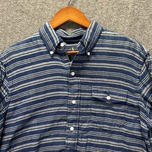 Ralph Lauren Mens Long Sleeve Striped Blue Gray Pullover 100% Cotton Medium